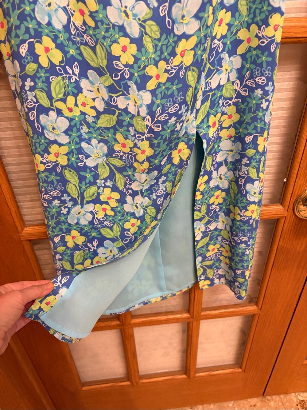EUC Sigrid Olsen Blue Floral Maxi Skirt with Lime & Pink Accents - Picture 4 of 6